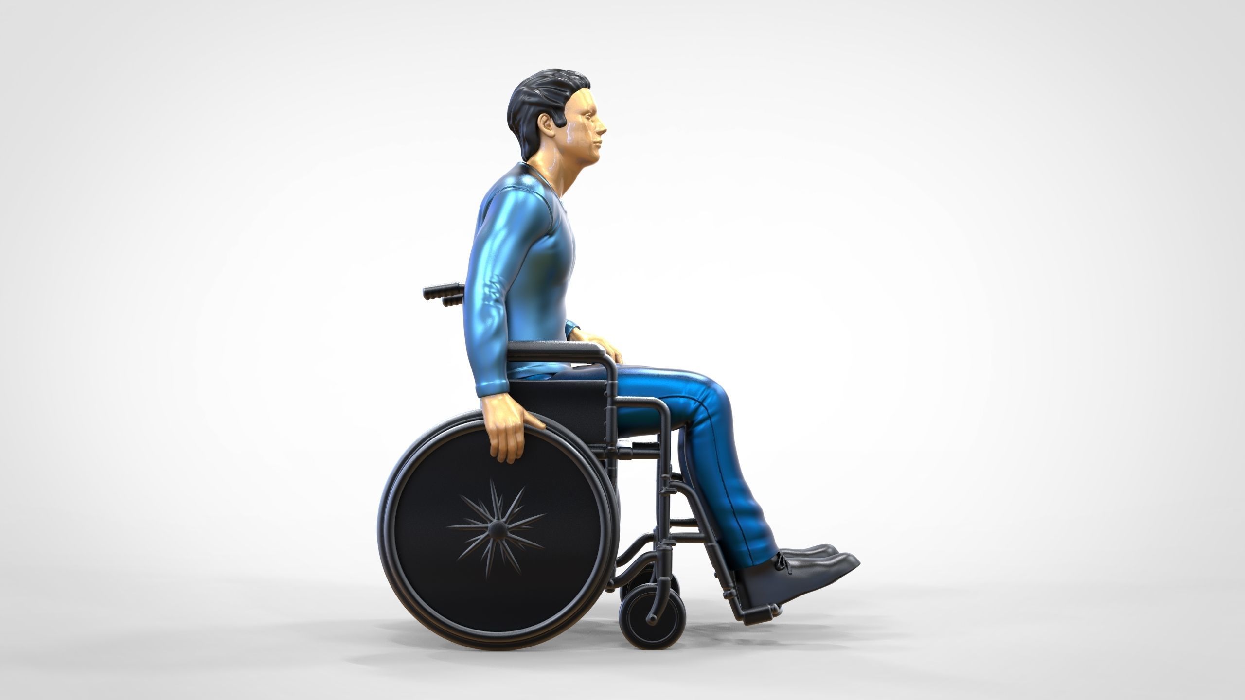 N2 Disabled man on wheelchair 3D print model_3