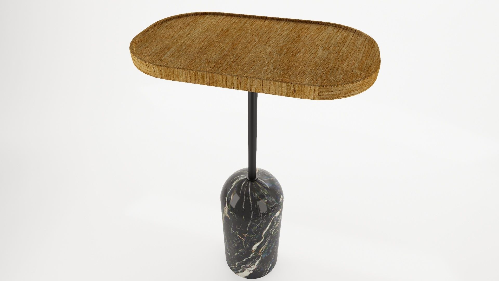 Elliptical wooden table Low-poly 3D model_2