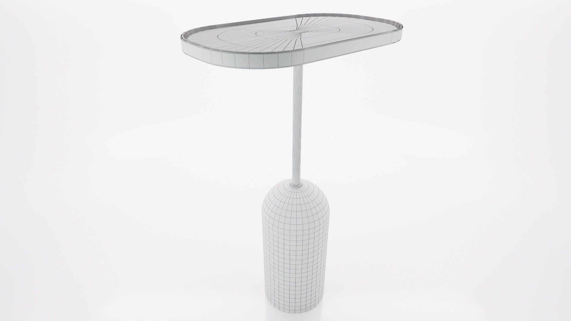 Elliptical wooden table Low-poly 3D model_5