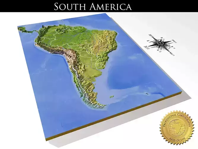 South America High resolution 3D relief maps 3D model