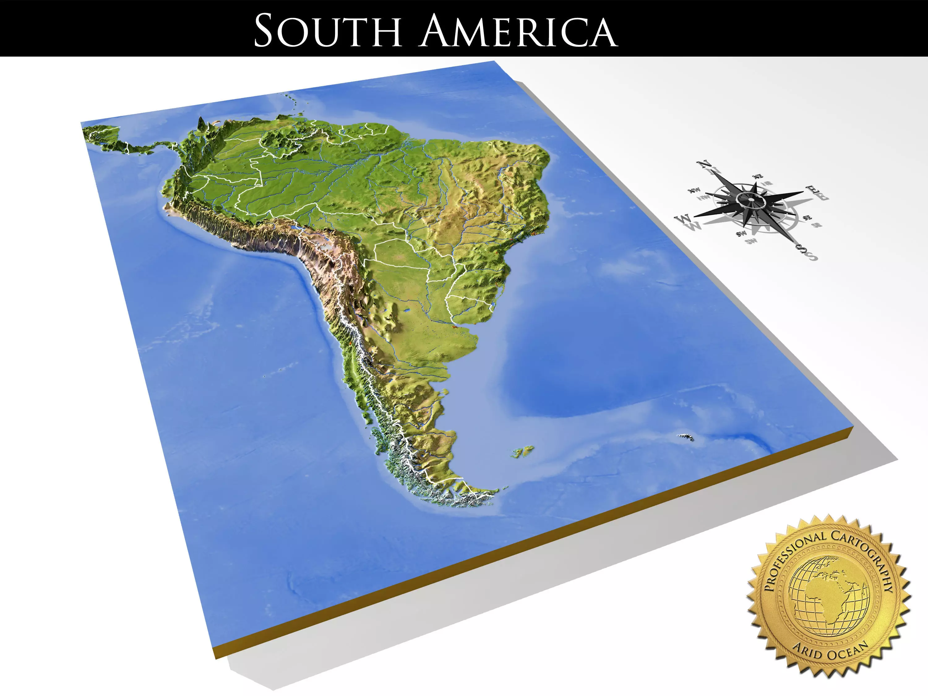 South America High resolution 3D relief maps 3D model_0