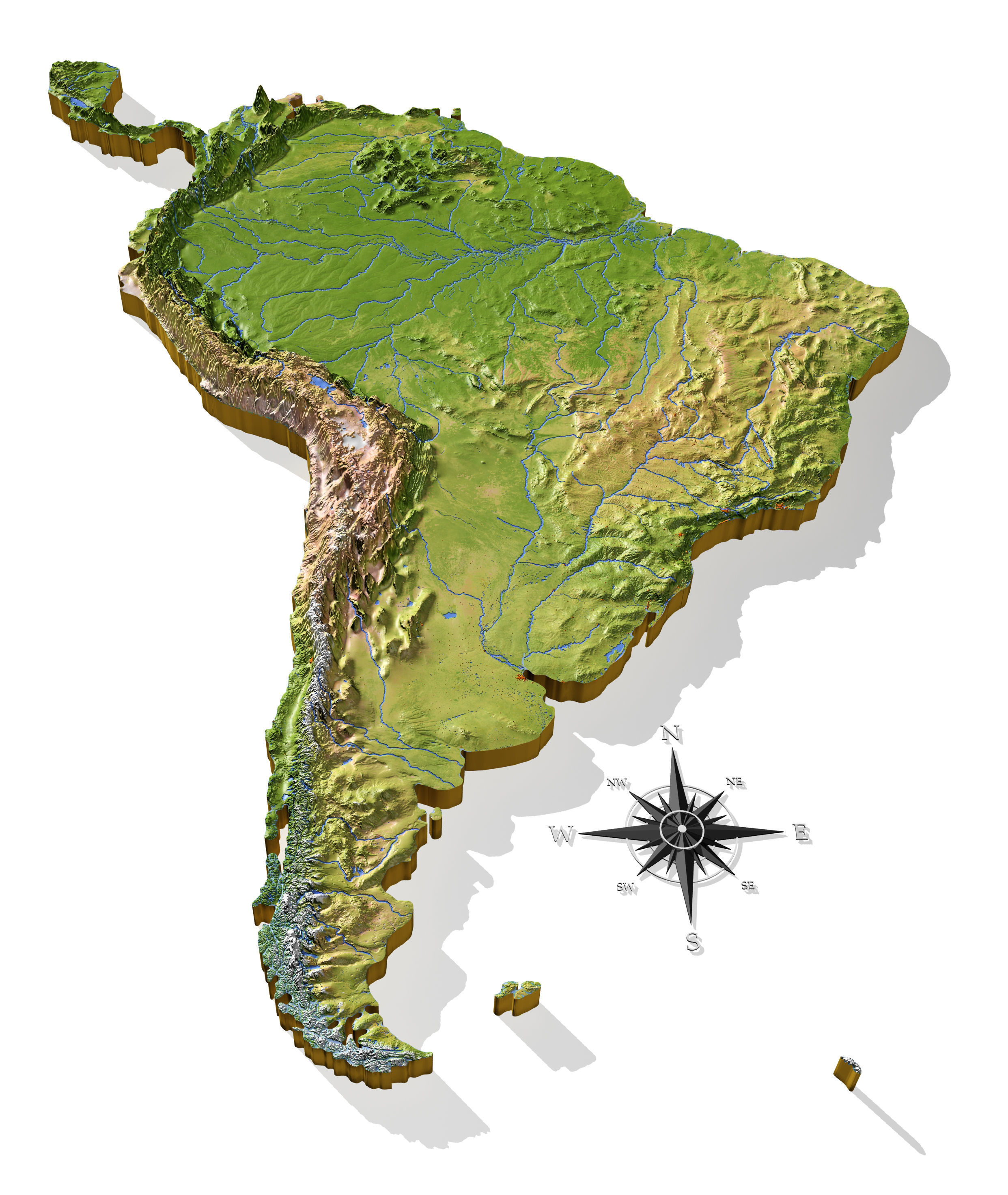 South America High resolution 3D relief maps 3D model_1