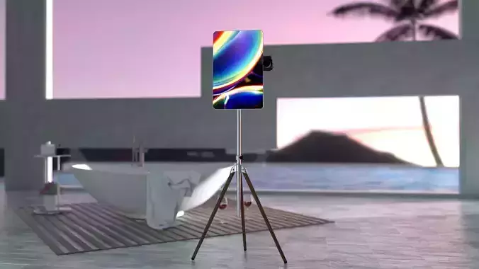 Tripod Prototype with screen and camera Low-poly 3D model