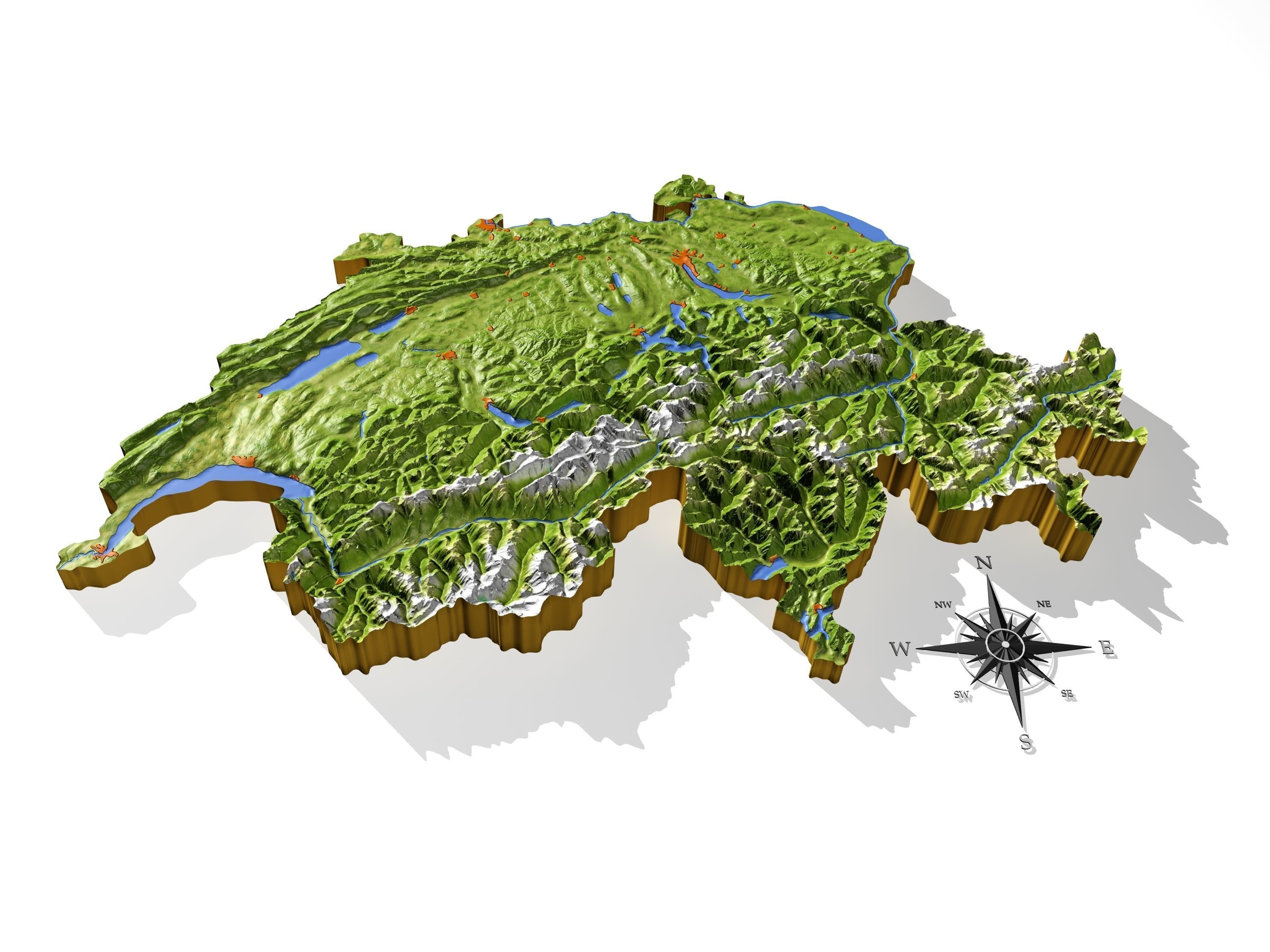Switzerland High resolution 3D relief maps 3D model_1