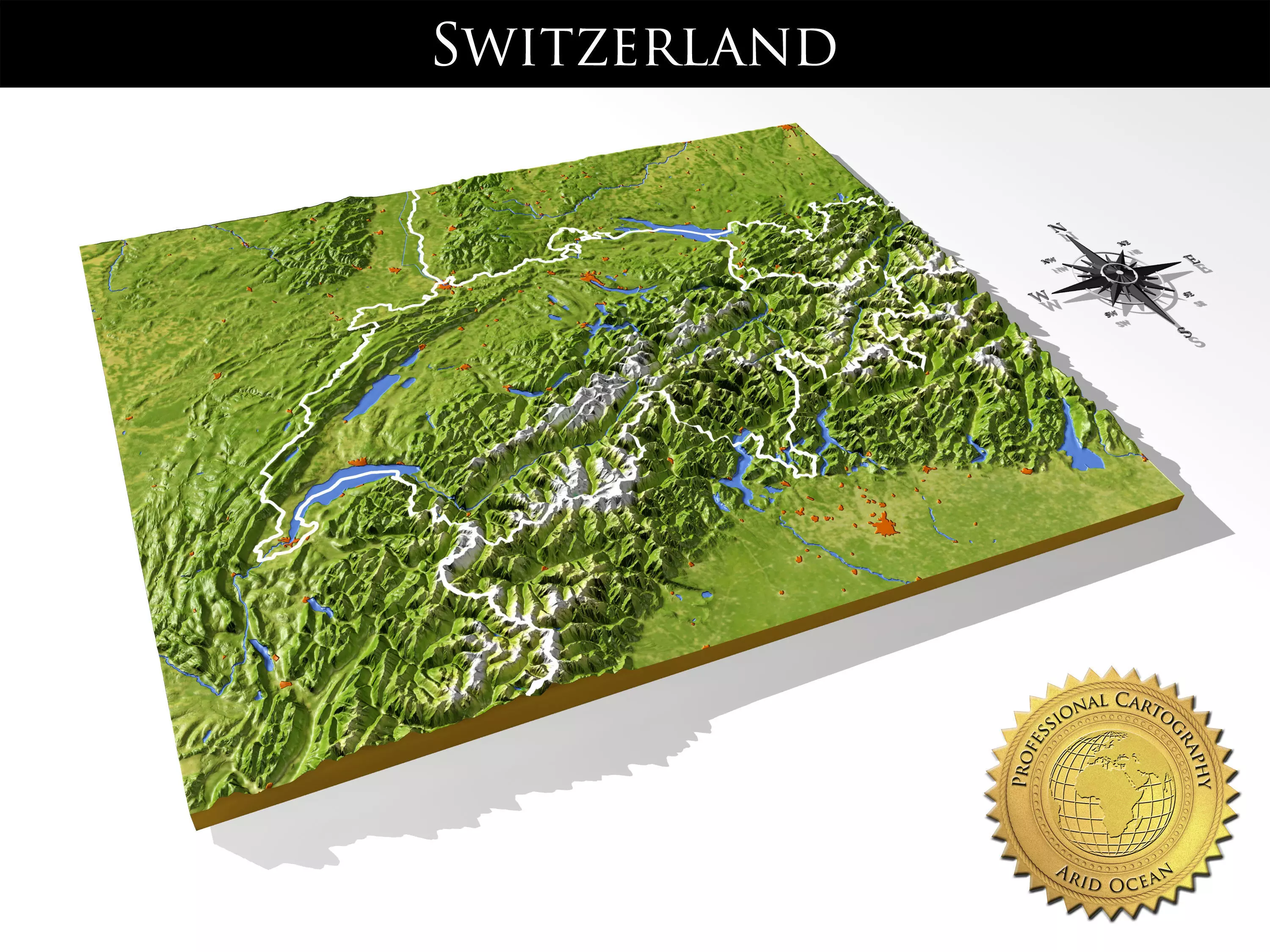 Switzerland High resolution 3D relief maps 3D model_0