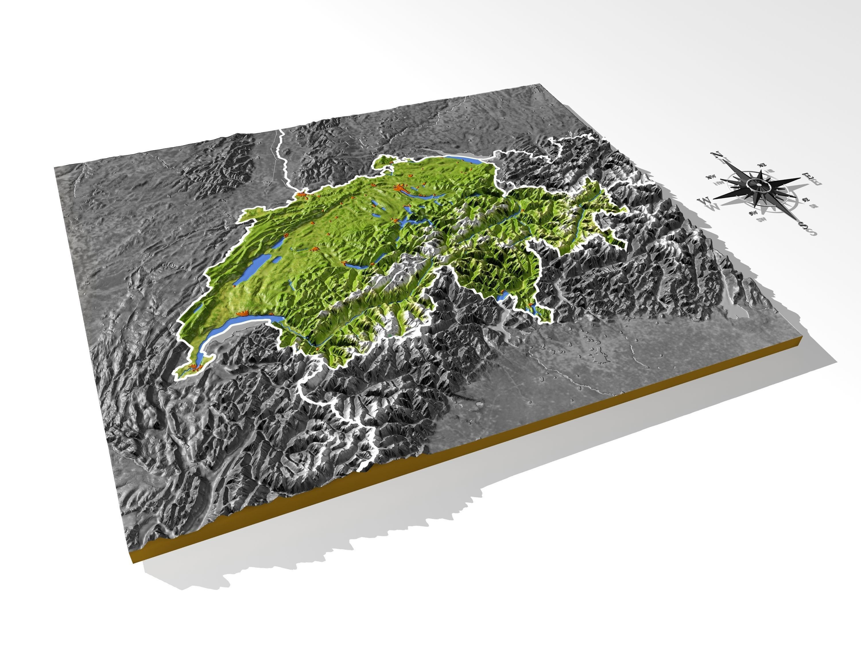 Switzerland High resolution 3D relief maps 3D model_3