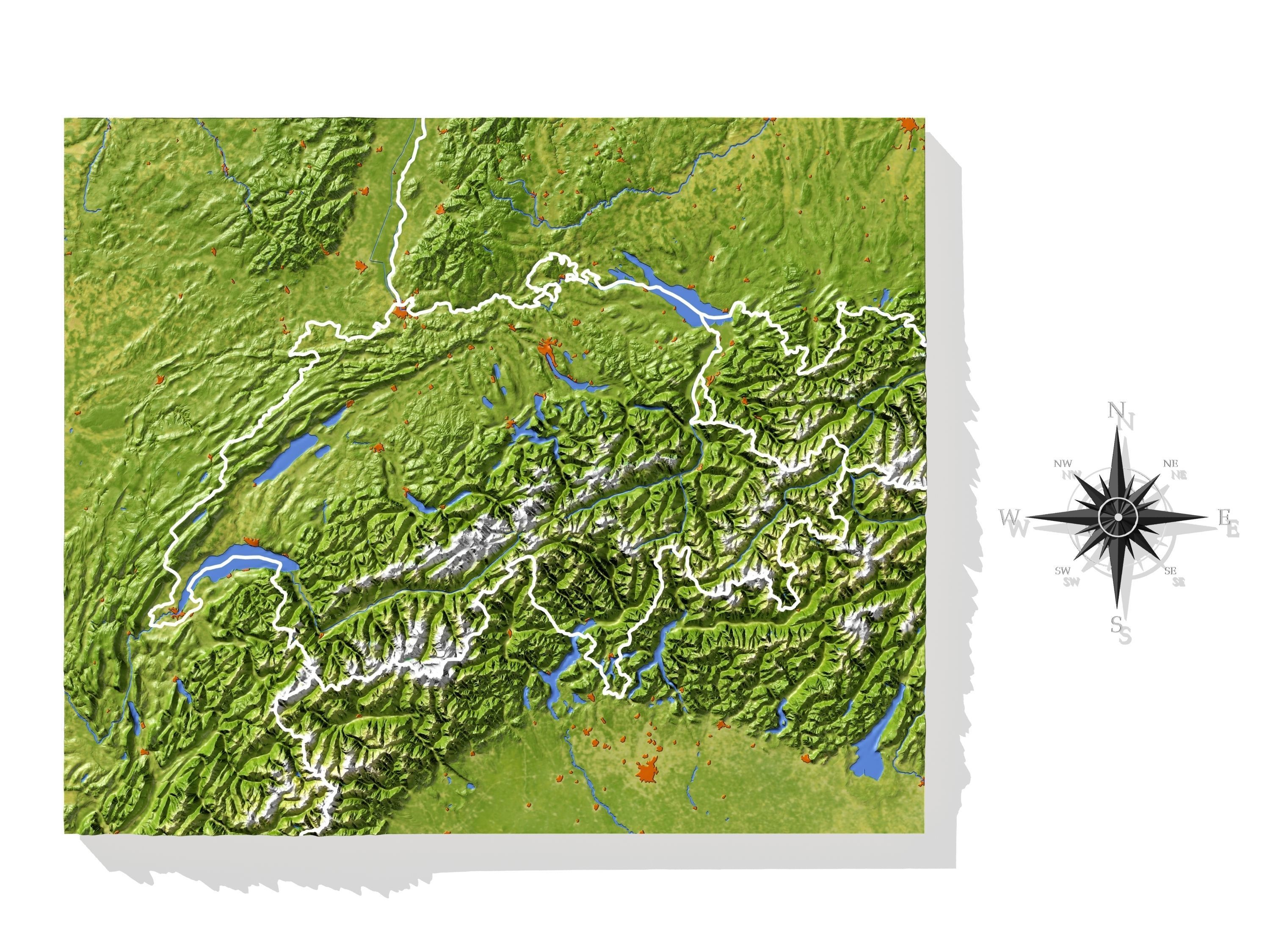 Switzerland High resolution 3D relief maps 3D model_4