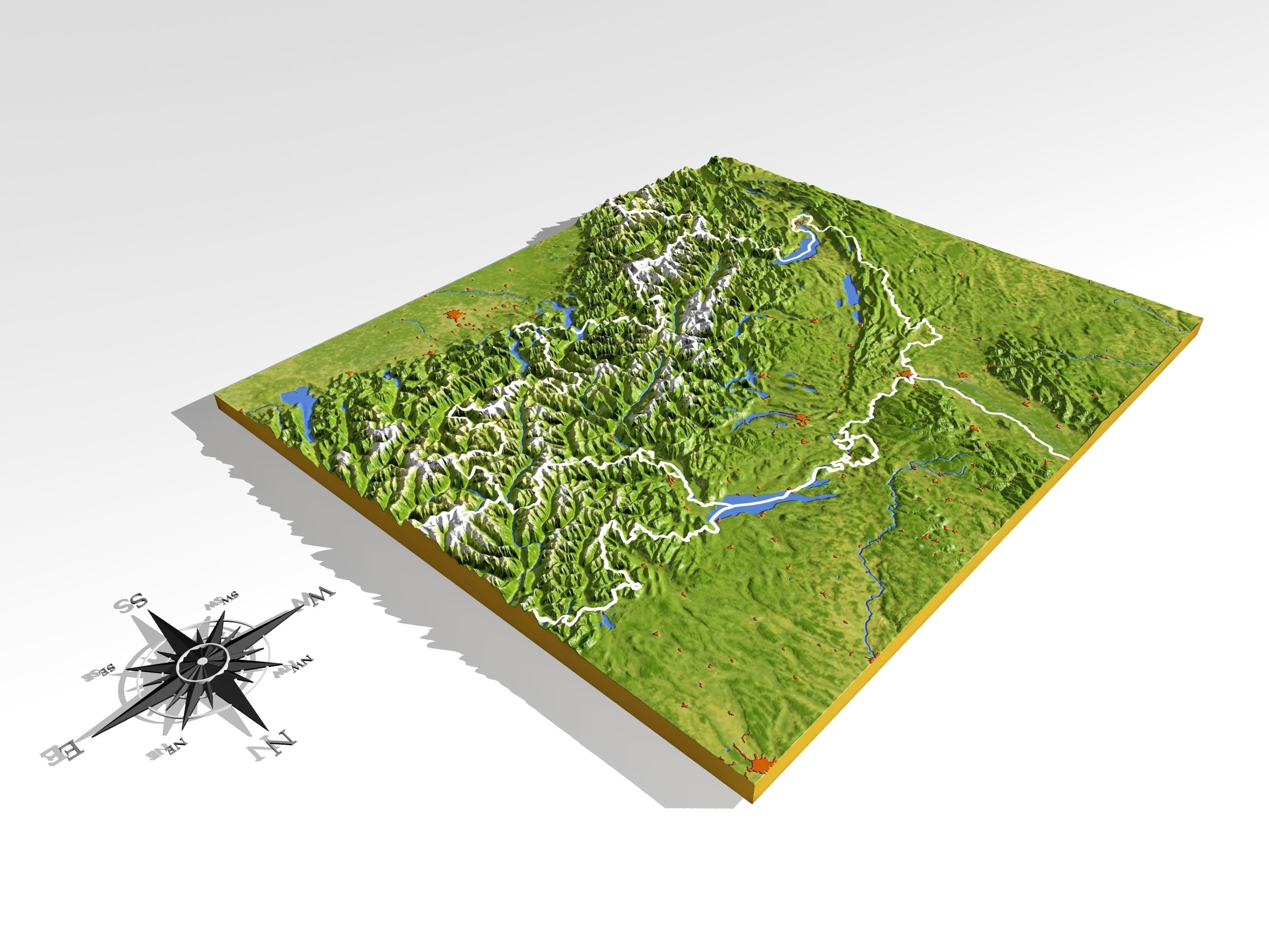 Switzerland High resolution 3D relief maps 3D model_8