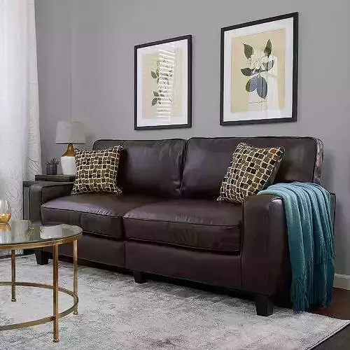 Palisades Faux Leather Square Arm Sofa 3D model