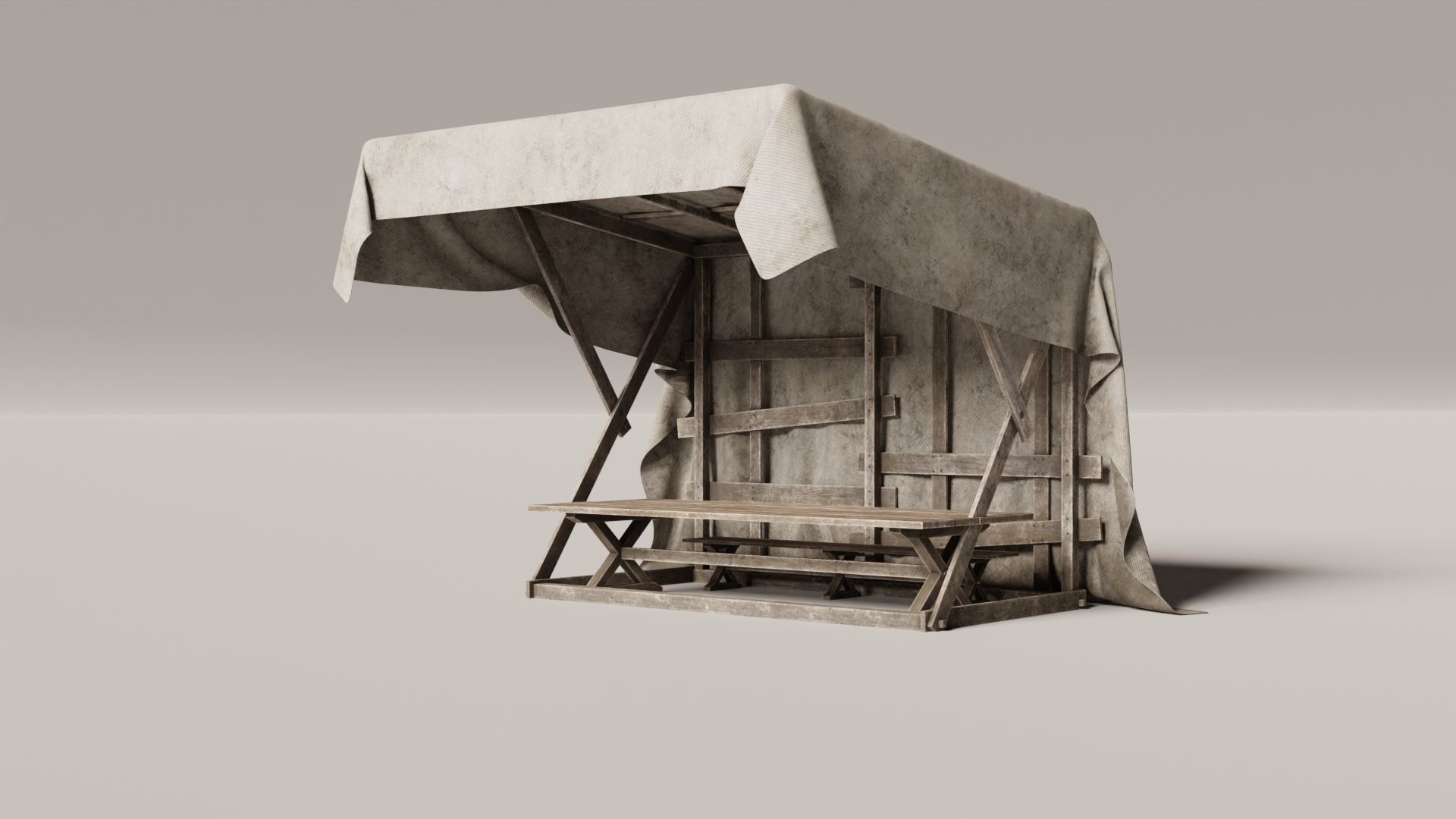 Medieval Market Stall Low-poly 3D model_12