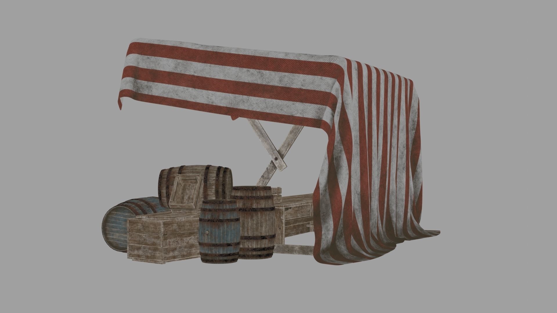 Medieval Market Stall Low-poly 3D model_19