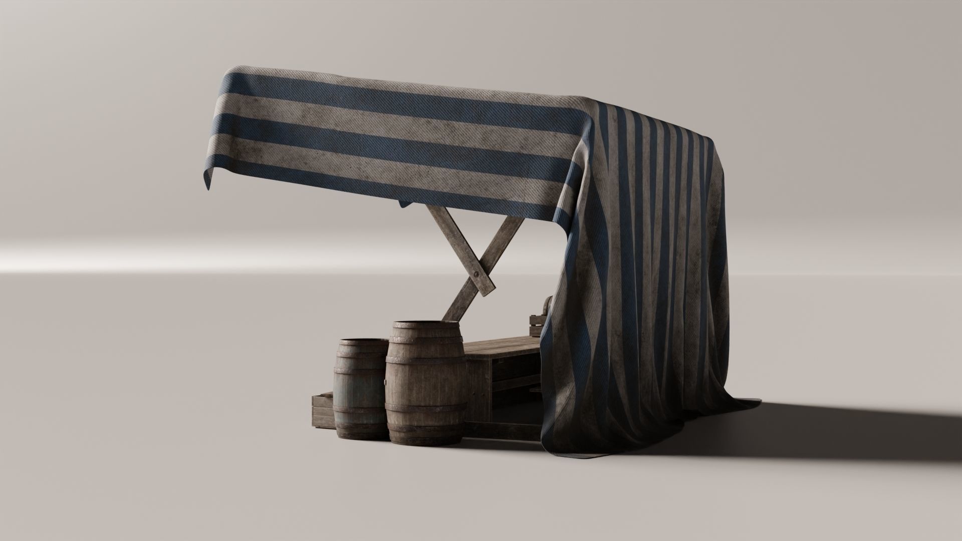 Medieval Market Stall Low-poly 3D model_9