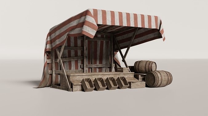 Medieval Market Stall Low-poly 3D model