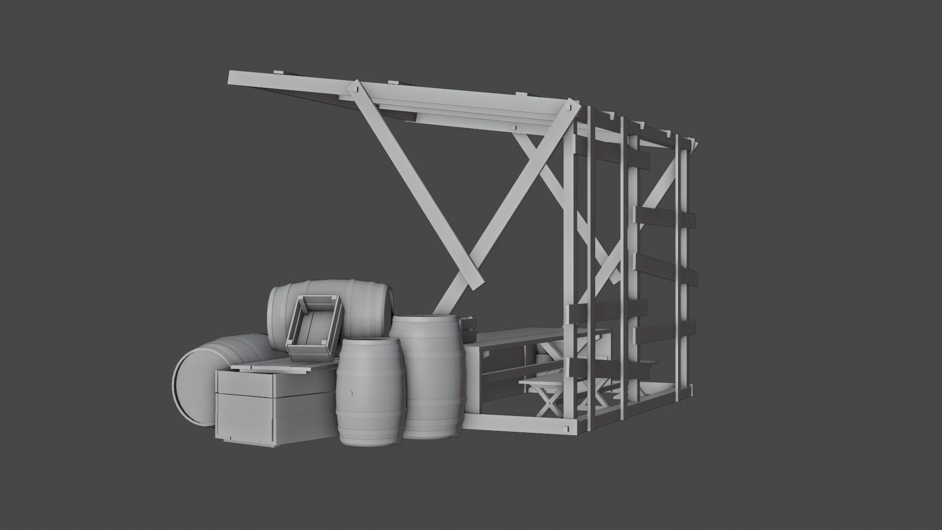 Medieval Market Stall Low-poly 3D model_21