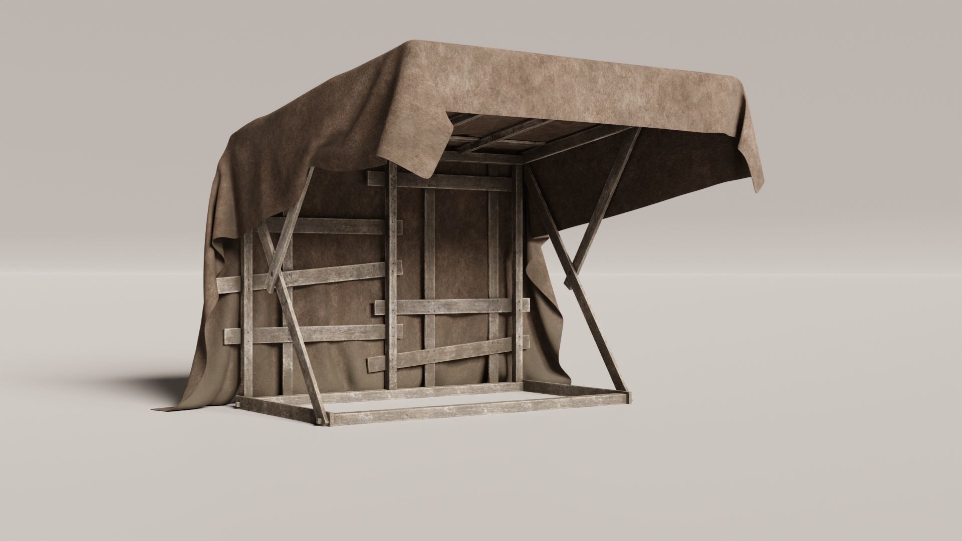 Medieval Market Stall Low-poly 3D model_14