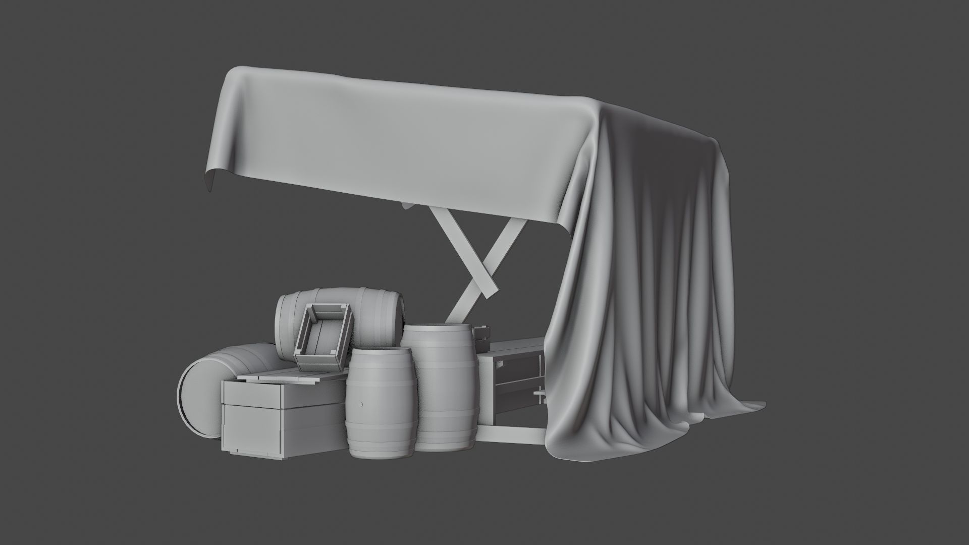 Medieval Market Stall Low-poly 3D model_20