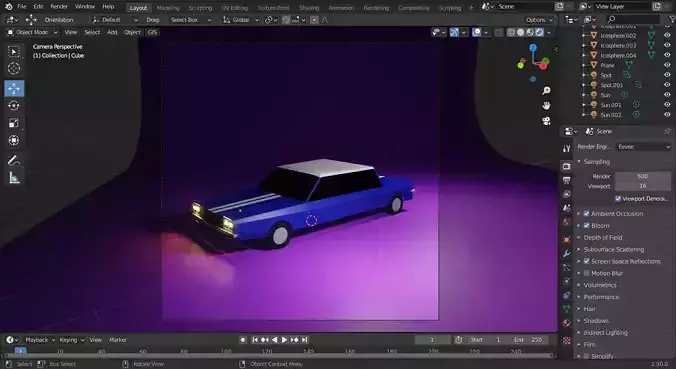 Car 3d Model in software Low-poly 3D model