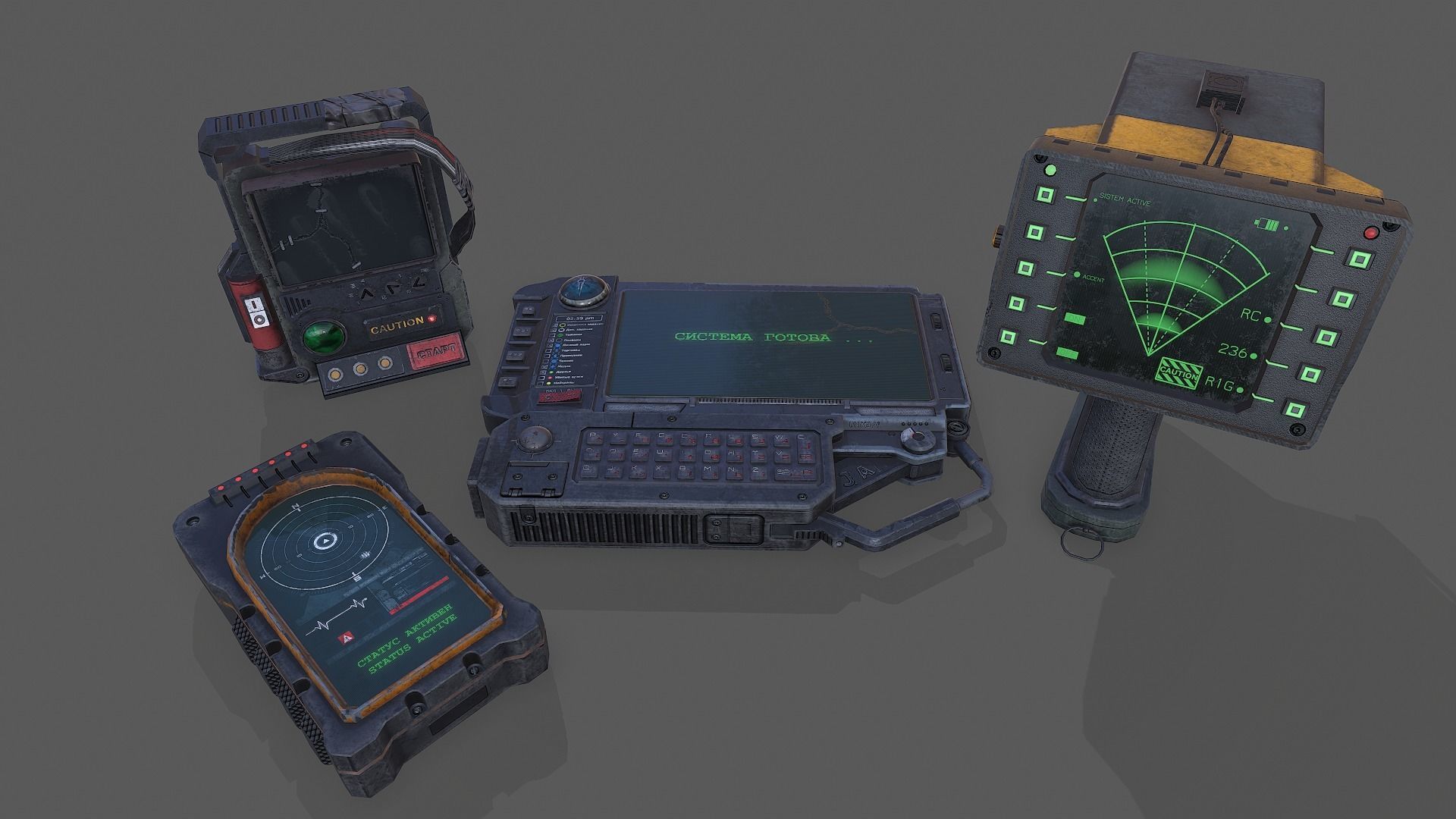 Communicators device with light Low-poly 3D model_16