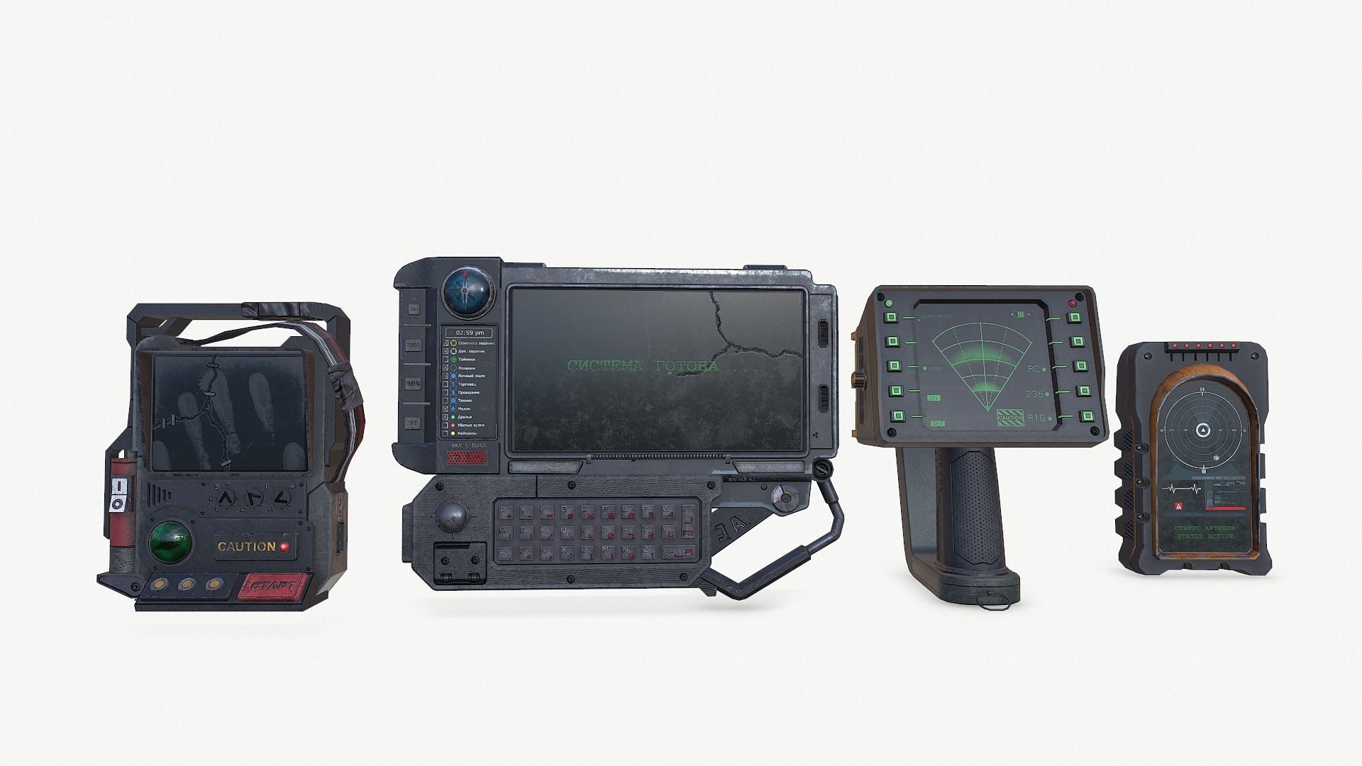Communicators device with light Low-poly 3D model_2