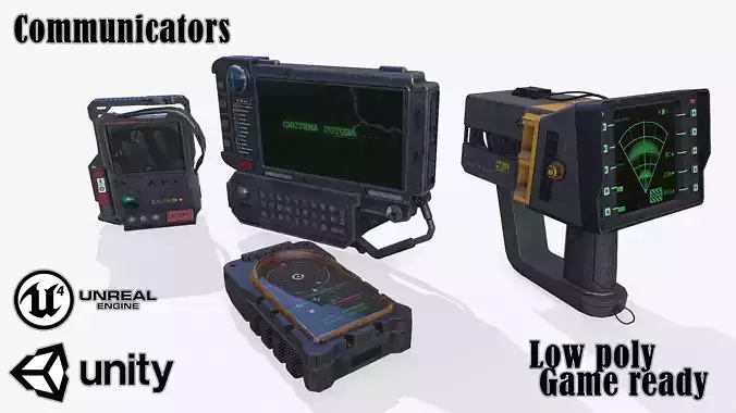 Communicators device with light Low-poly 3D model