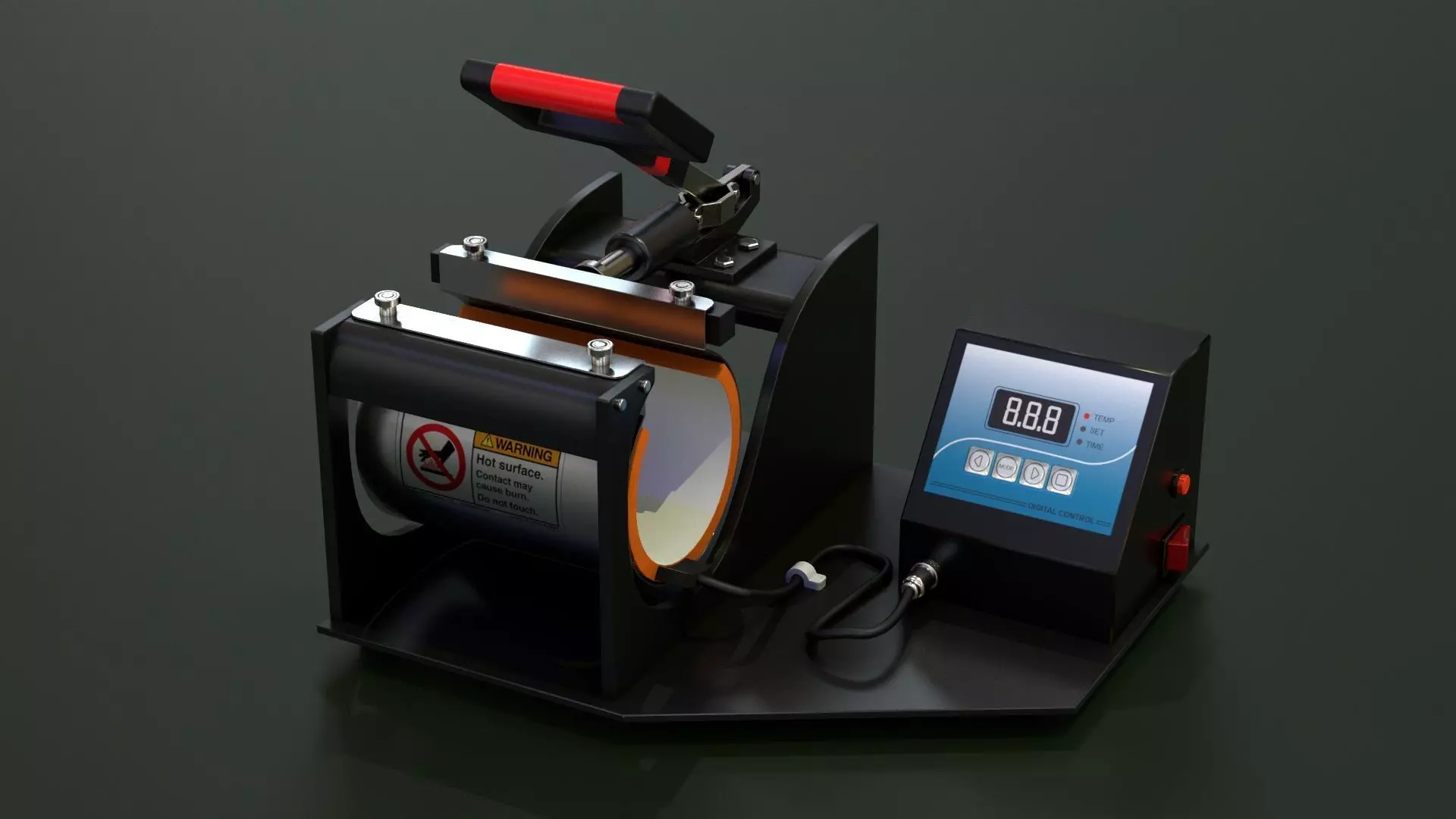 Industrial Mug Printing Heat Press Machine Low-poly 3D model