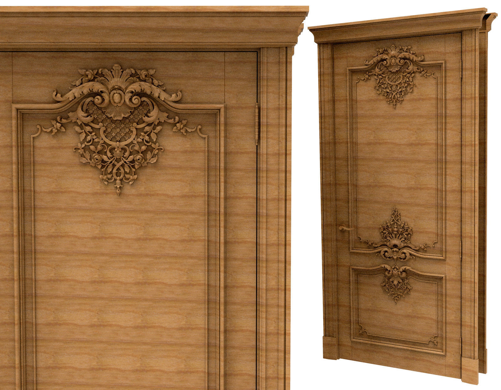 3D Model STL Door carved wooden 3D model_3