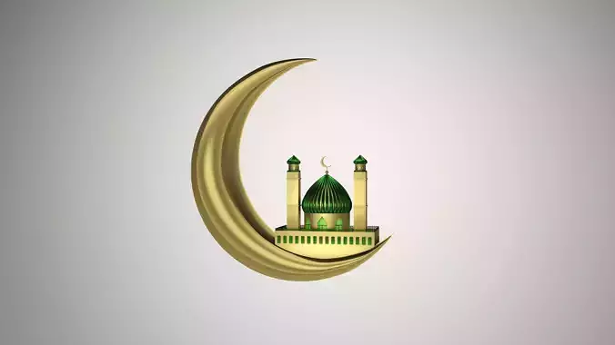 Mosque 3D crescent with