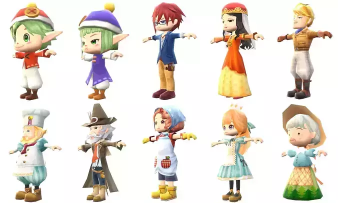 Pack 10 model Lowpoly Character Cartoon  C01-C10