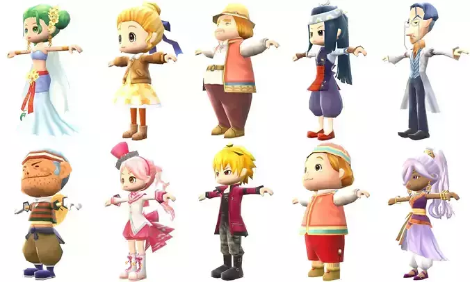 Pack 10 model Lowpoly Character Cartoon  C11-C20