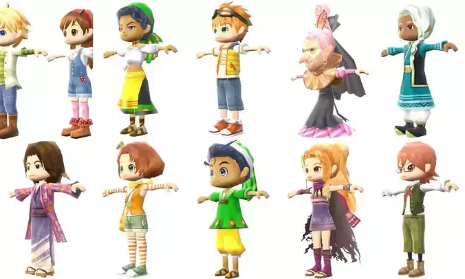 Pack 10 model Lowpoly Character Cartoon  C21-C30