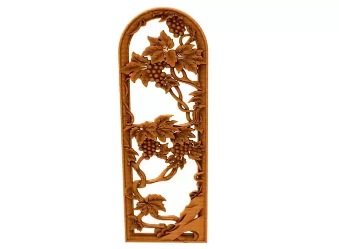 3D Model STL Door carved wooden grape vine wall art