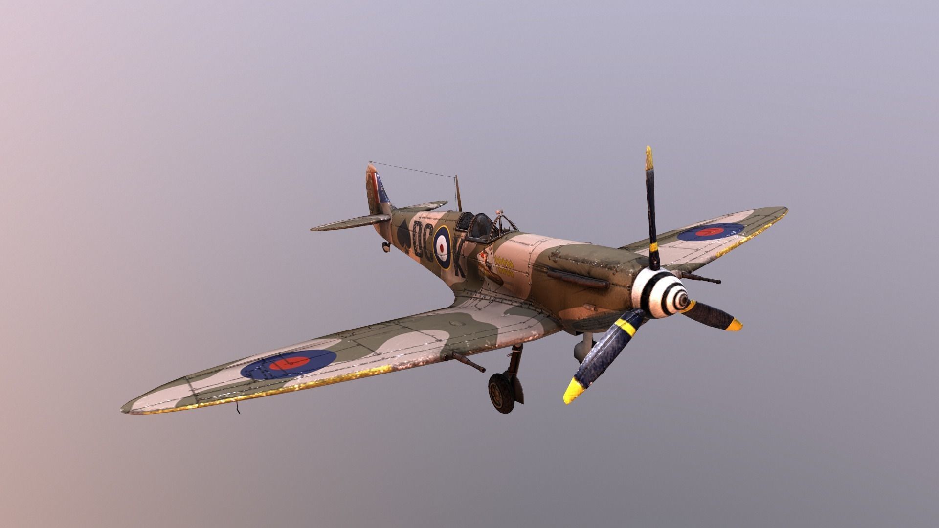 airplane fighter plane spitfire  Low-poly 3D model_4