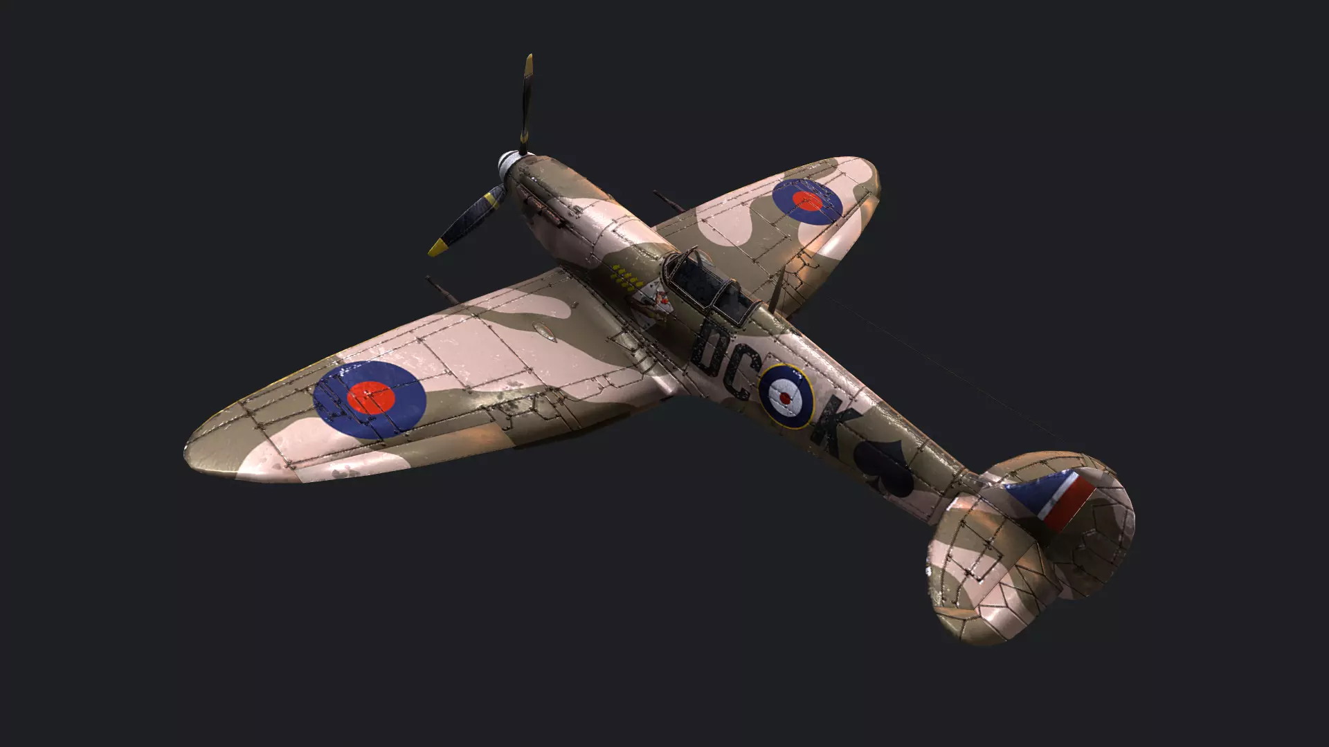 airplane fighter plane spitfire  Low-poly 3D model_0