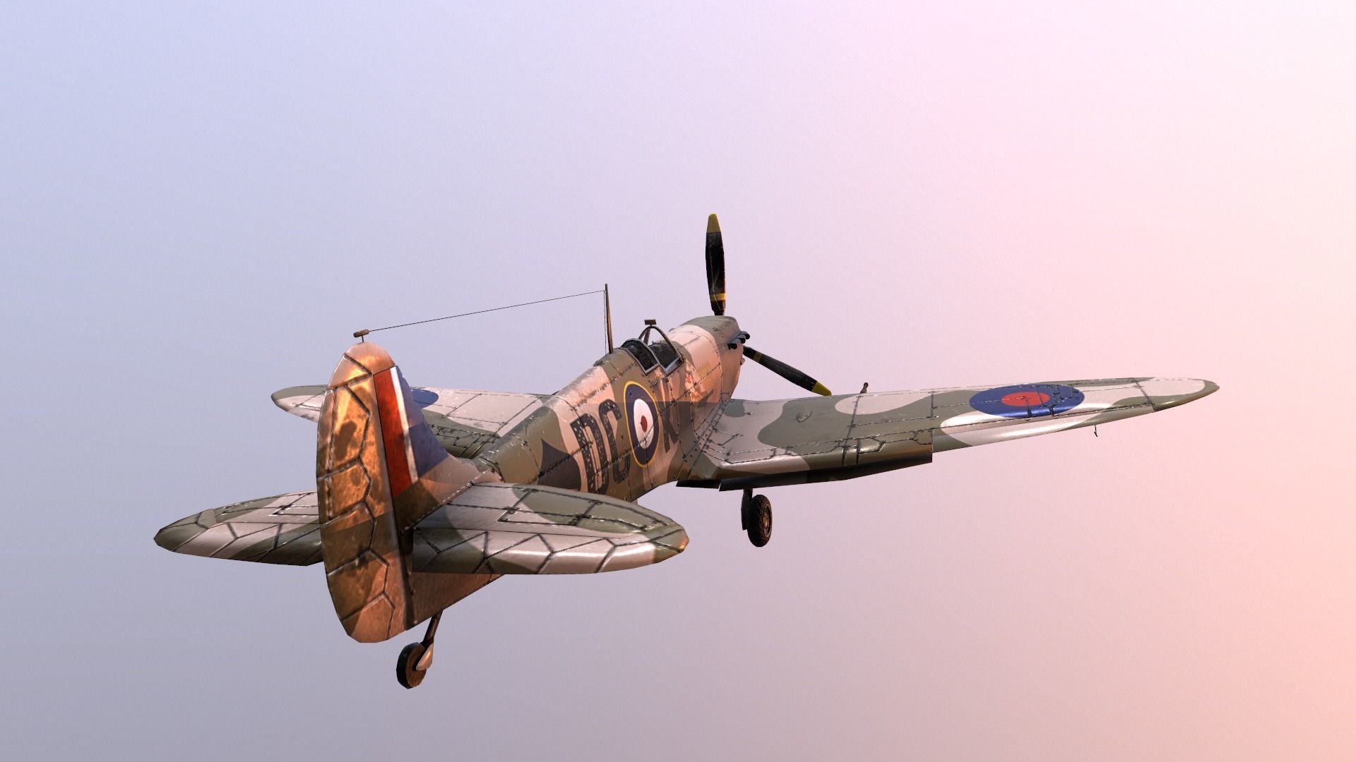 airplane fighter plane spitfire  Low-poly 3D model_5