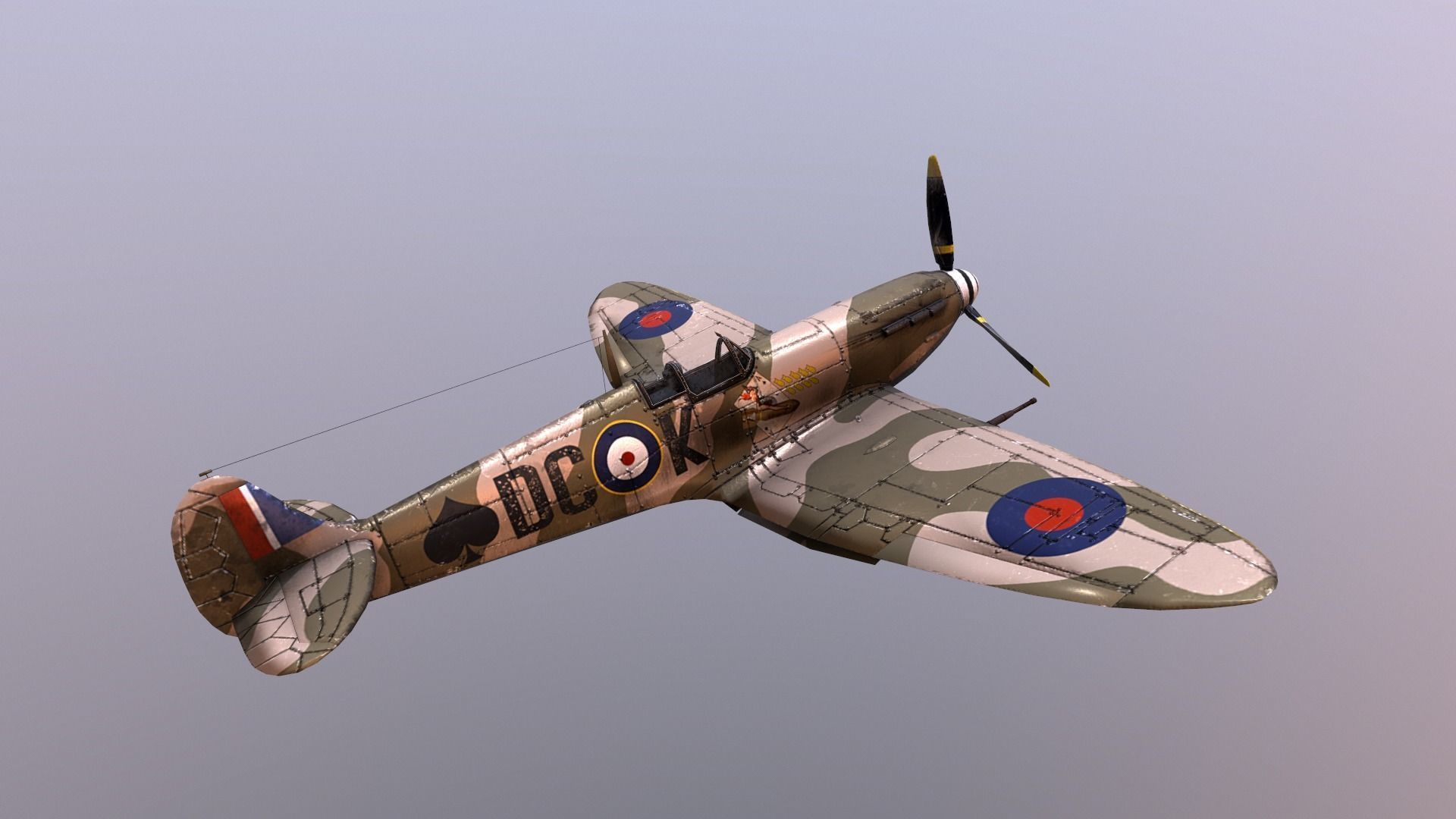 airplane fighter plane spitfire  Low-poly 3D model_2