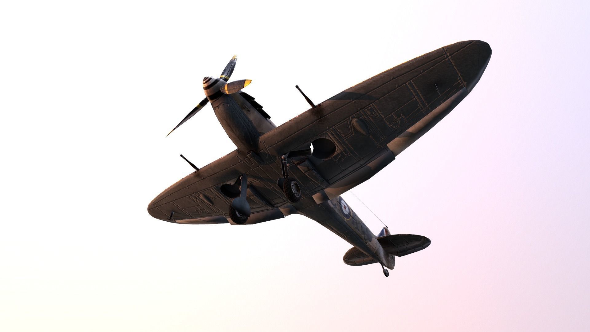 airplane fighter plane spitfire  Low-poly 3D model_3