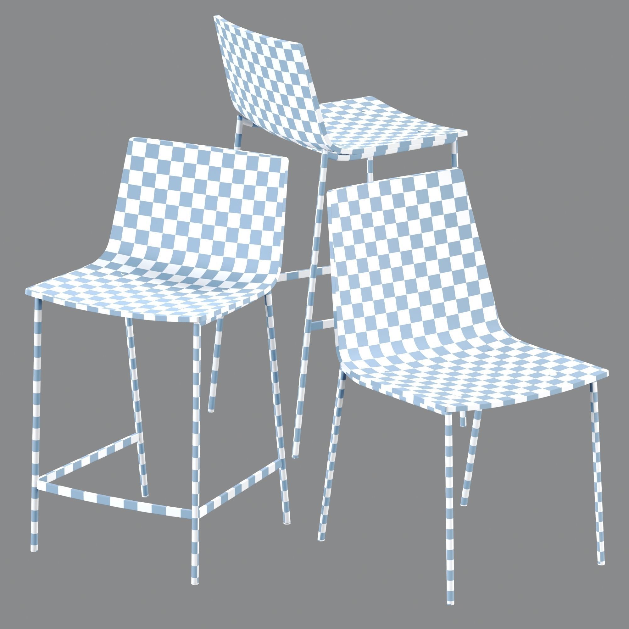 CB2 Chiaro Clear Acrylic Chair and Stool 3D model_3