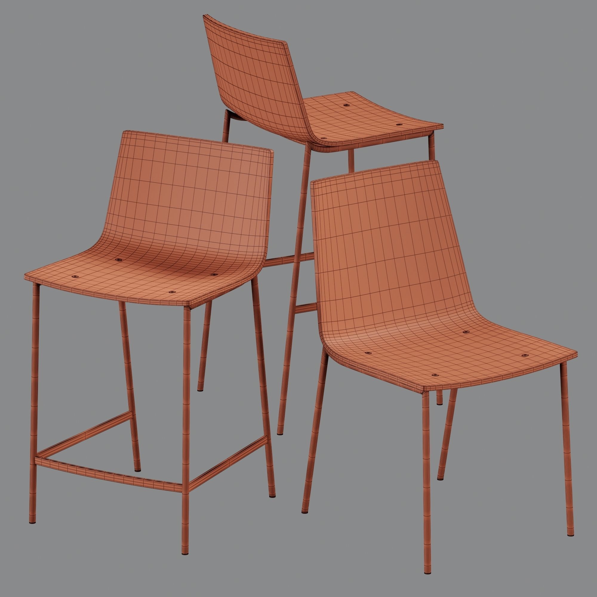 CB2 Chiaro Clear Acrylic Chair and Stool 3D model_2