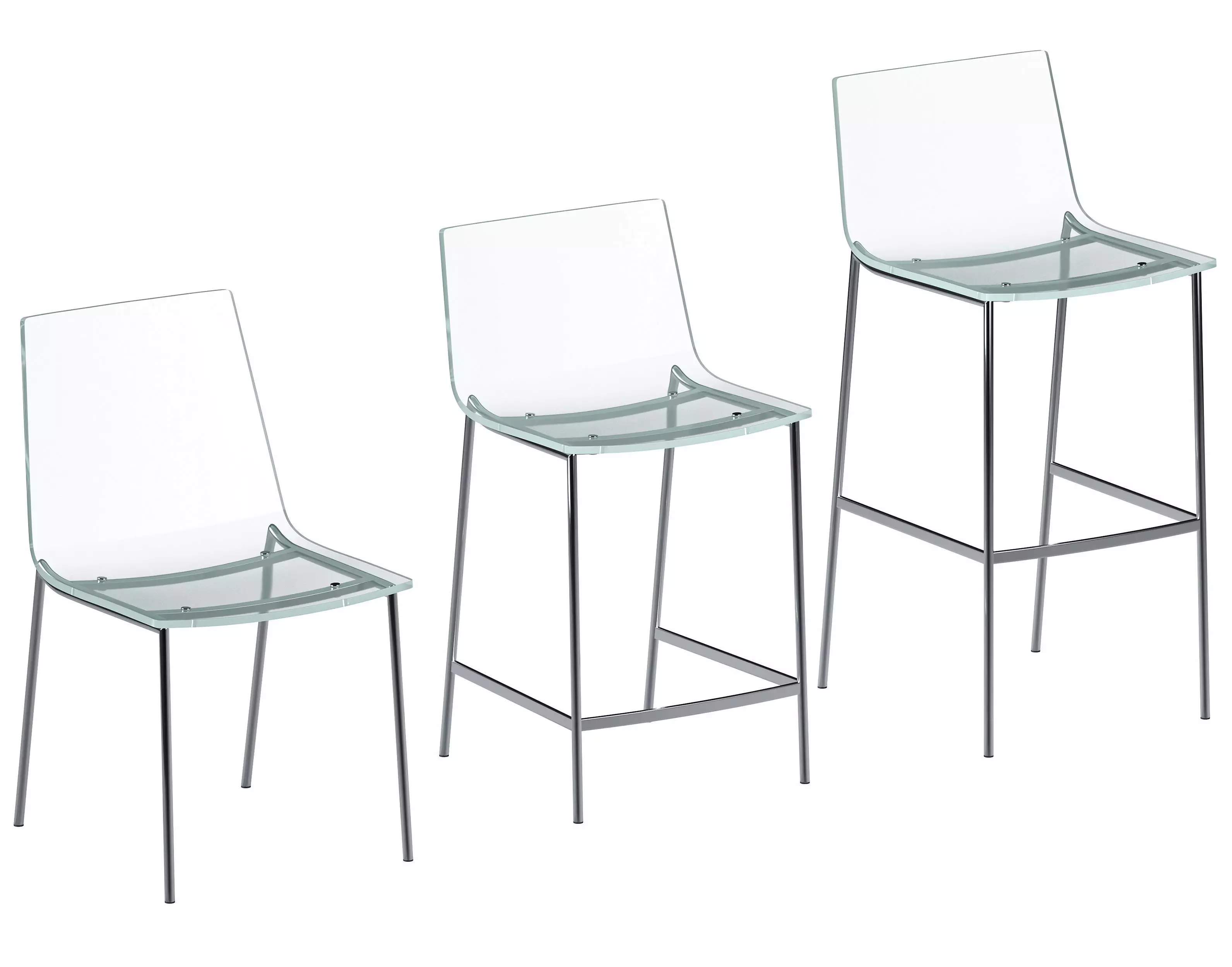 CB2 Chiaro Clear Acrylic Chair and Stool 3D model_0