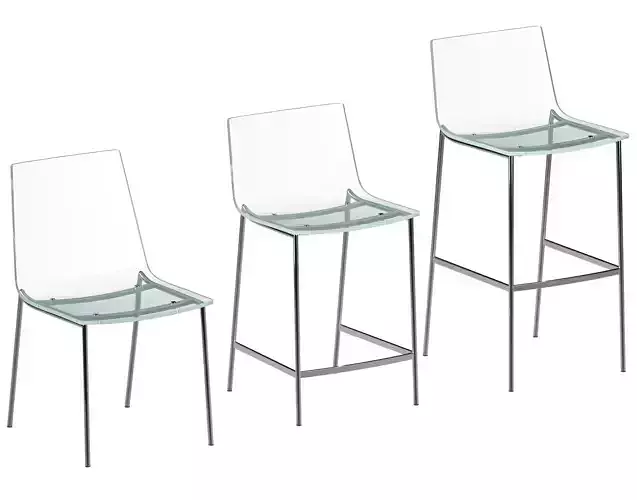 CB2 Chiaro Clear Acrylic Chair and Stool