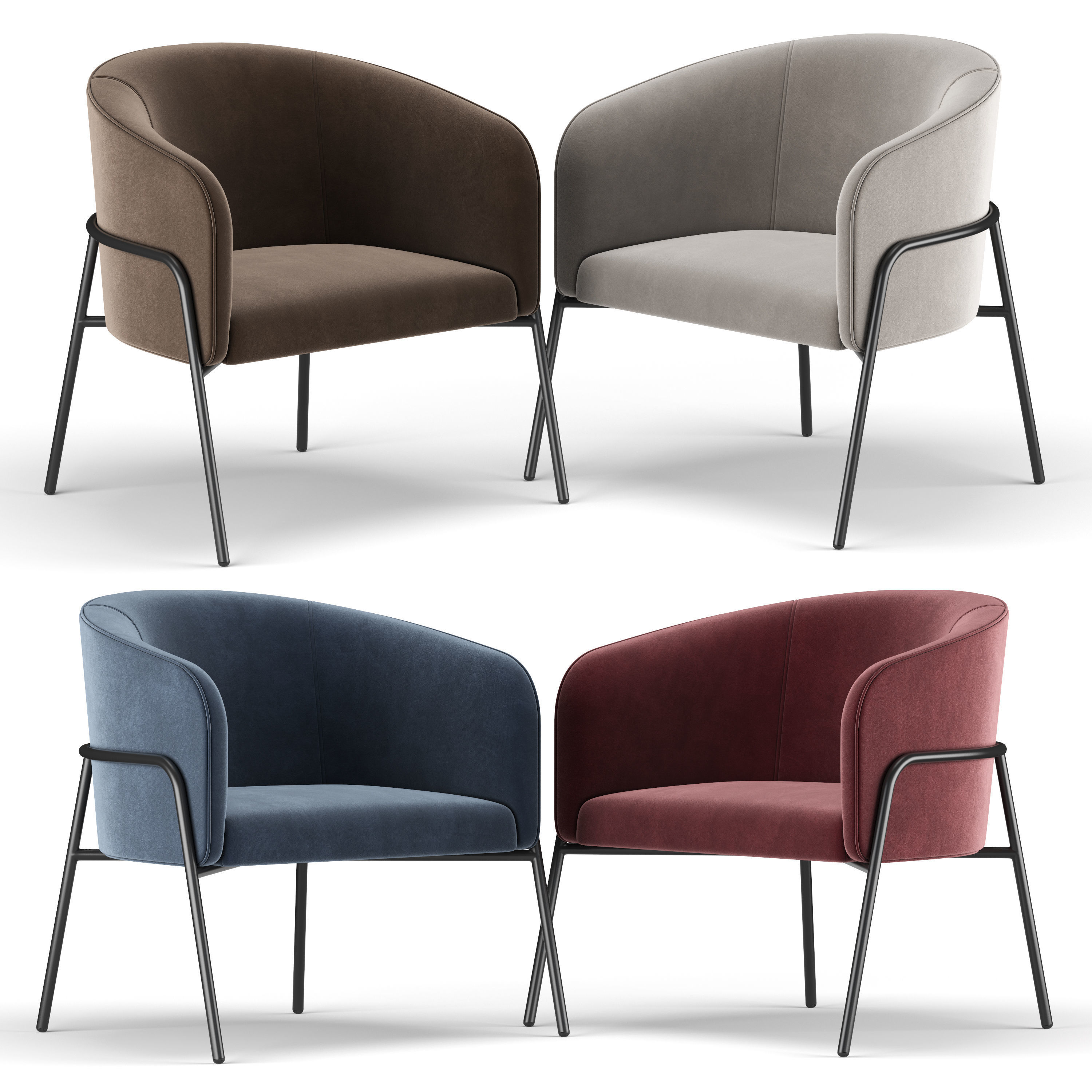 Miami 1 Seater Copper Chair 3D model_1