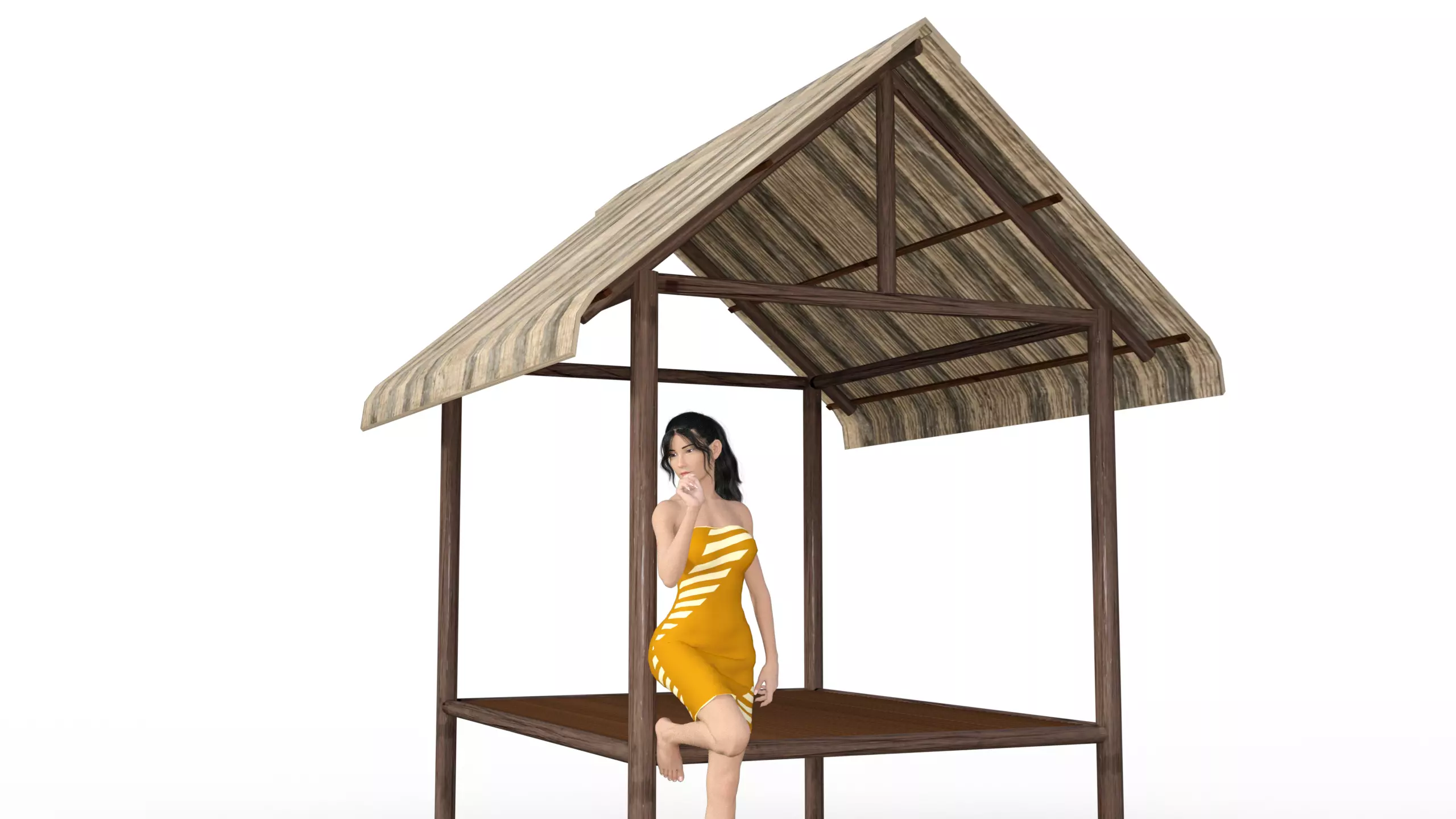Elevated Hut Gubuk Sawah Free 3D model_0