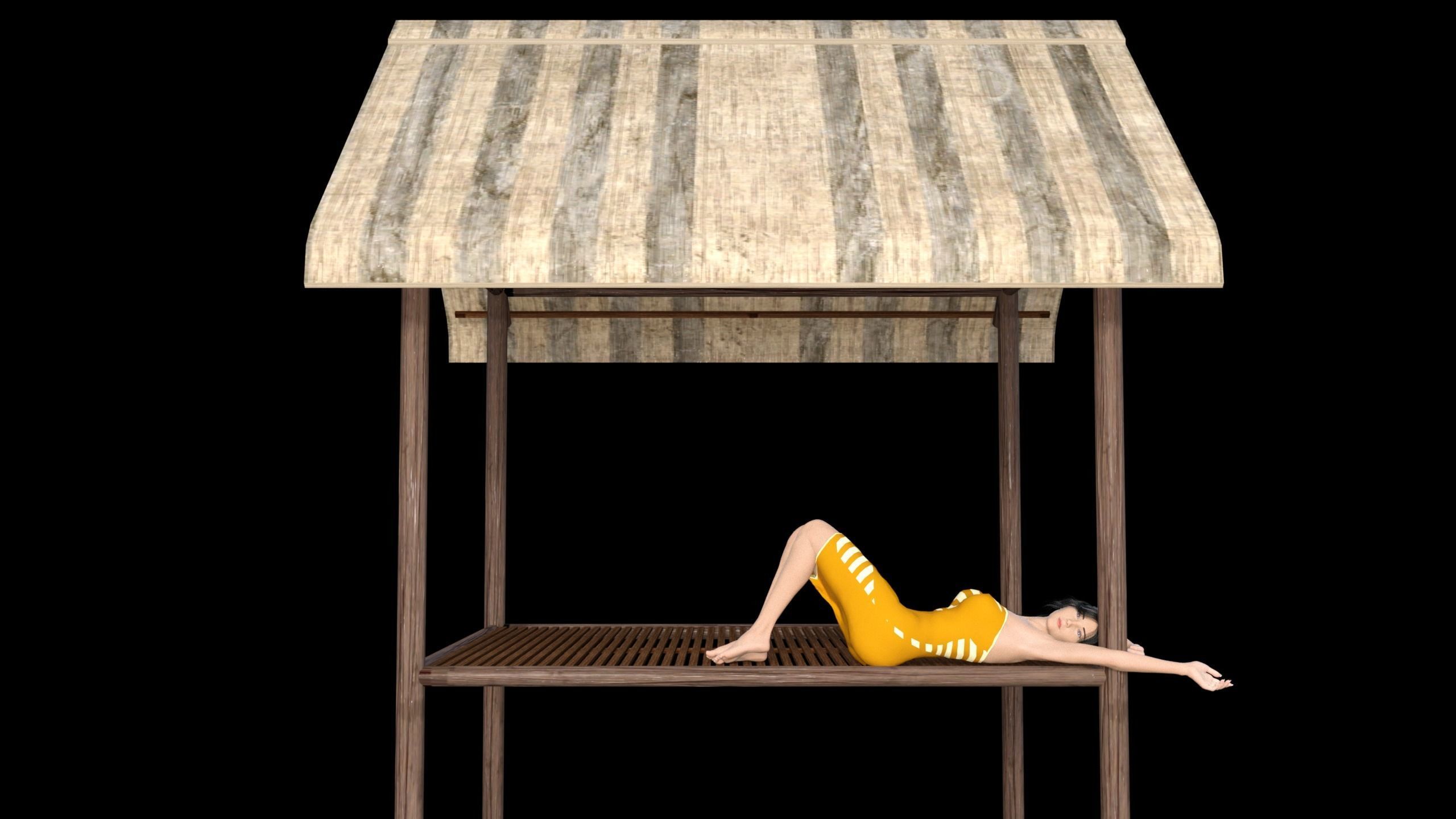 Elevated Hut Gubuk Sawah Free 3D model_1