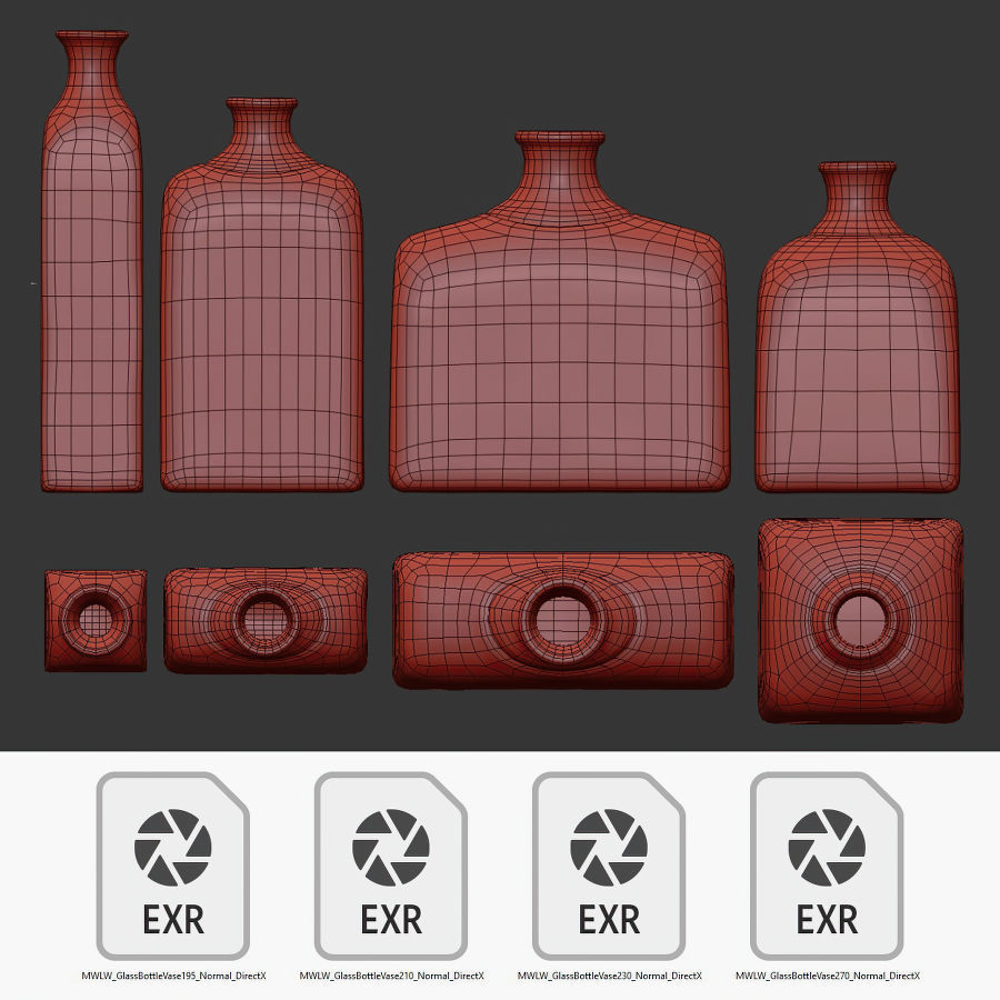 Glass Bottle Vases 3D model_6