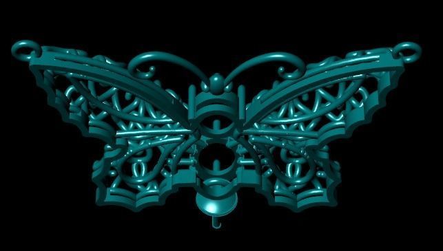butterfly pendant with stone 3D print model_15