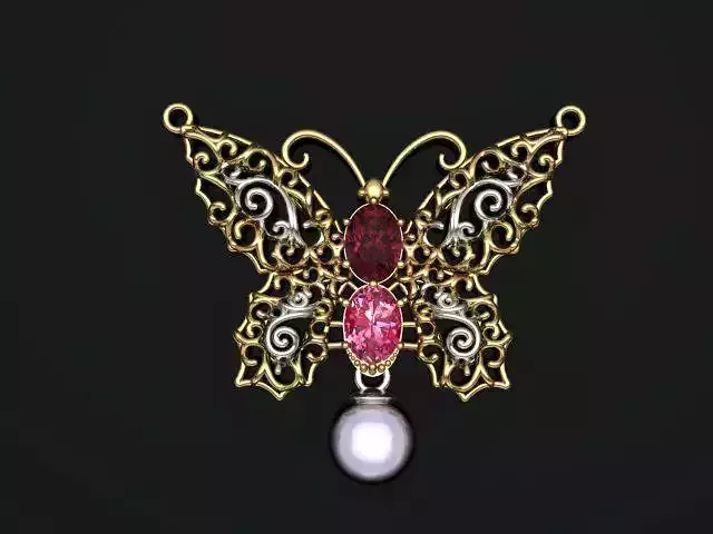 butterfly pendant with stone