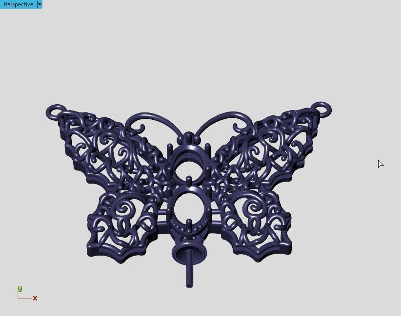 butterfly pendant with stone 3D print model_9