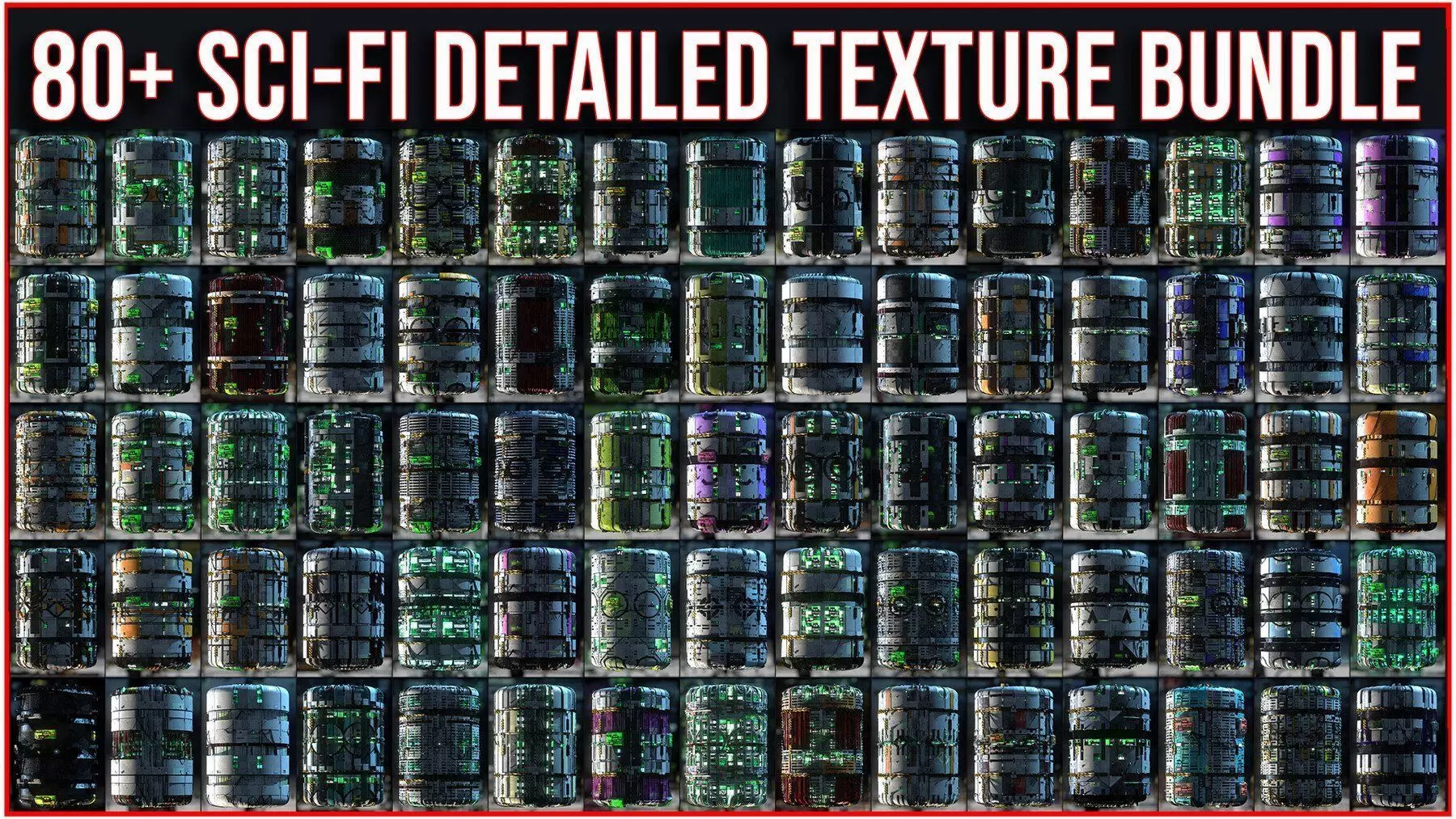 84 Sci Fi Detailed Hard Surface Texture Material Bundle Pack Texture_0