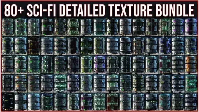 84 Sci Fi Detailed Hard Surface Texture Material Bundle Pack
