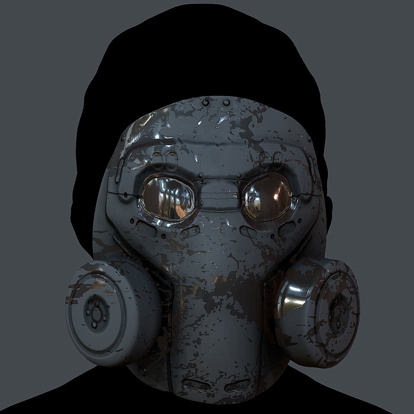 Gas mask helmet 3d model scifi  Low-poly 3D model_2